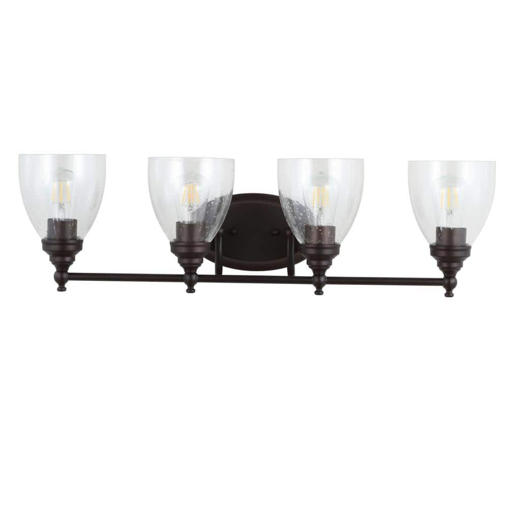 Marais 30" Oil-Rubbed Bronze LED Wall Sconce with Seeded Glass
