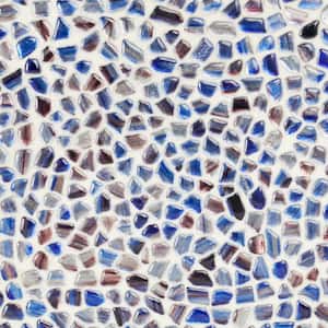 Fargin Pebble Dusk Blue 11.88 in. x 11.88 in. Polished Glass Wall Mosaic Tile (0.98 Sq. Ft. Each)
