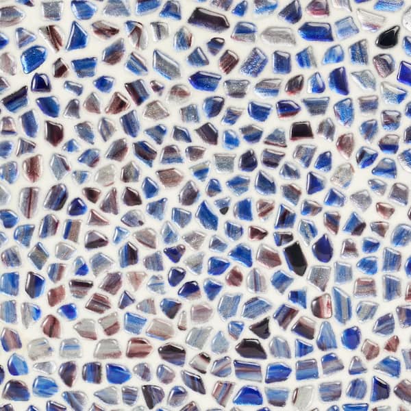 Ivy Hill Tile Fargin Pebble Dusk Blue 11.88 in. x 11.88 in. Polished Glass Wall Mosaic Tile (0.98 Sq. Ft. Each)