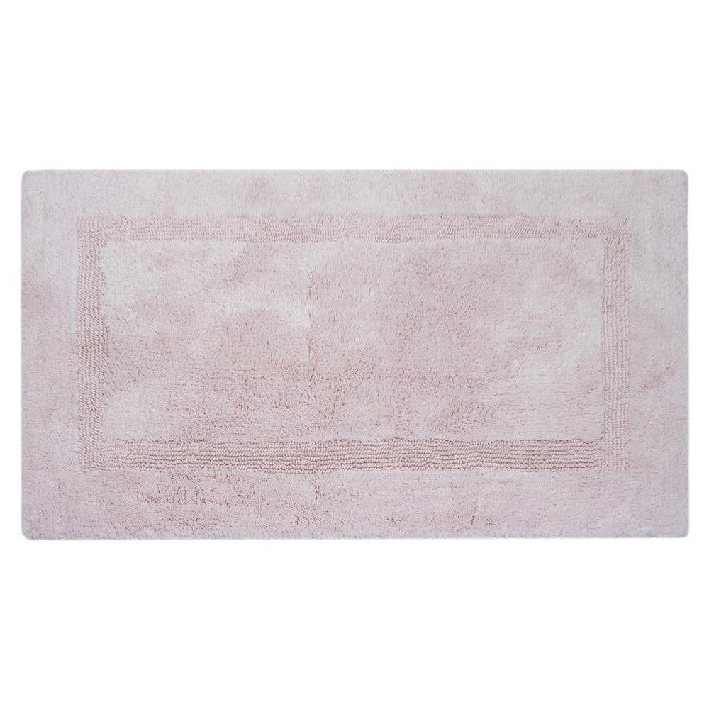 Blush 21 in. x 34 in. Inset Border Cotton Bath Mat 86IBO5406021x34