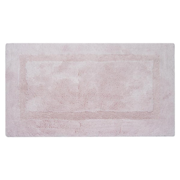 Unbranded Blush 21 in. x 34 in. Inset Border Cotton Bath Mat
