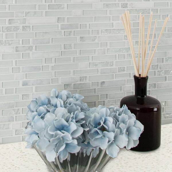 MSI Take Home Tile Sample - Delano Blanco 4 in. x 4 in. Glass