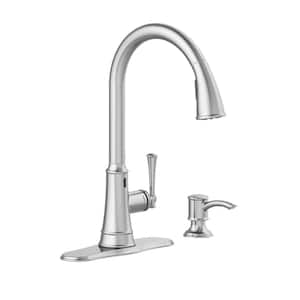 Hemming Single-Handle Touchless Pull Down Sprayer Kitchen Faucet with Soap Dispenser in Spot Resistant Stainless Steel