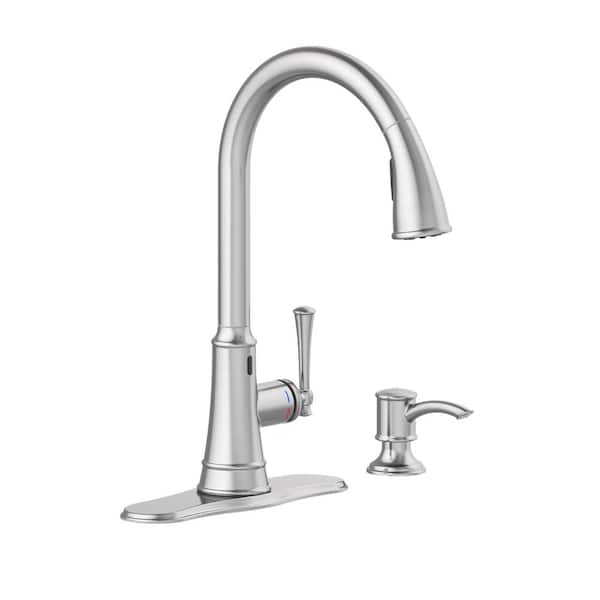 Glacier Bay Hemming Single-Handle Touchless Pull Down Sprayer Kitchen Faucet with Soap Dispenser in Spot Resistant Stainless Steel
