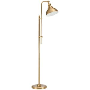 65 in. Adjustable Gold 1-Light Industrial Floor Lamp with Metal Shade