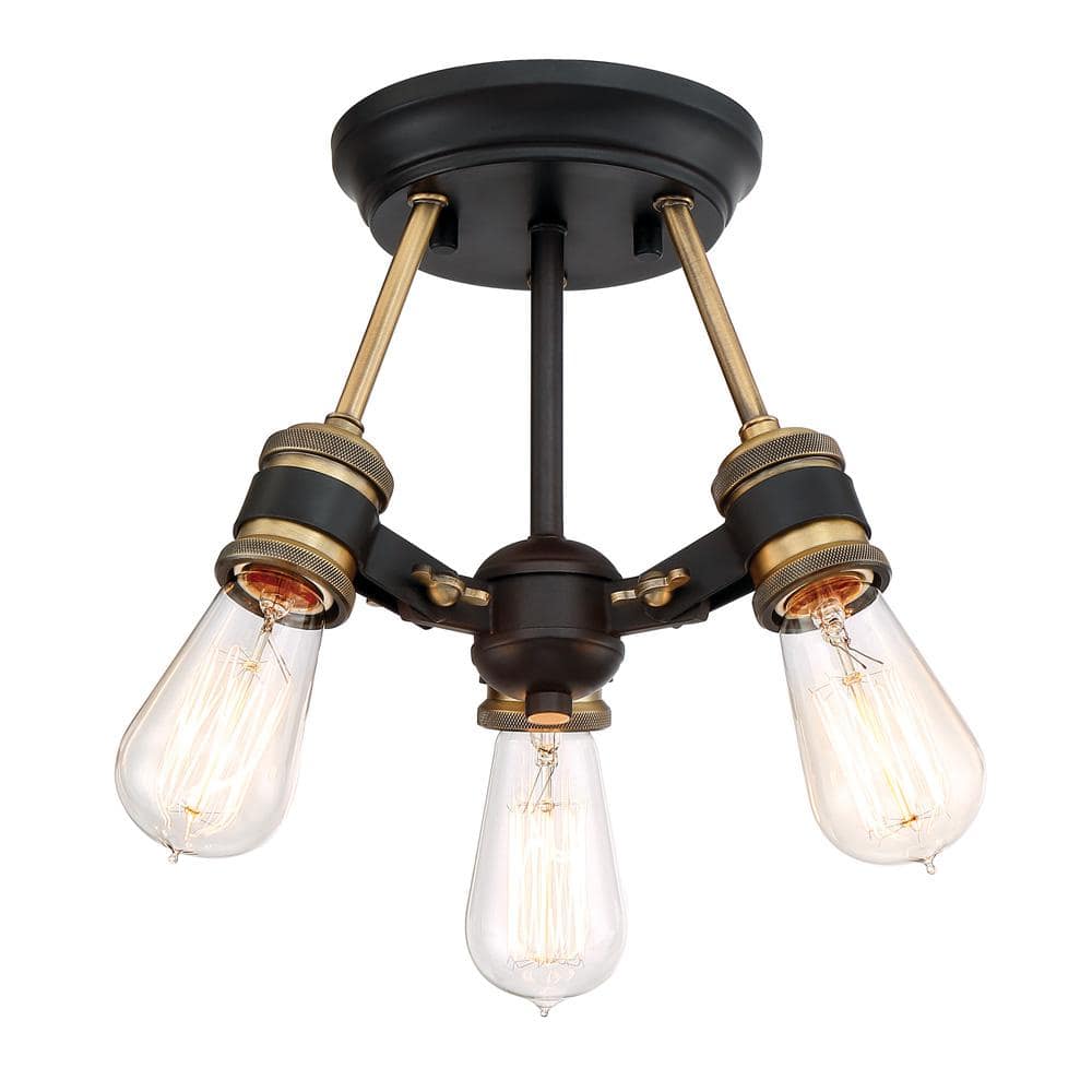 Miles Vintage Bronze 3-Light Industrial Ceiling Light