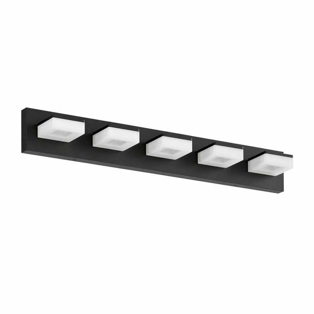 32 in. 5-Light Black LED Bathroom Vanity Light, Wall Lighting Fixtures Over Mirror with Acrylic Shade price history on PriceWatchPro