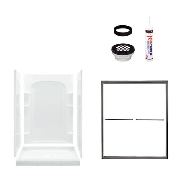 STERLING Ensemble Curve 34 in. x 48 in. x 75-3/4 in. Shower Kit with Shower Door in White/Oil Rubbed Bronze-DISCONTINUED
