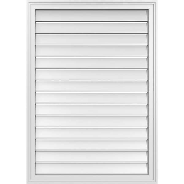 Ekena Millwork 30 in. x 42 in. Vertical Surface Mount PVC Gable Vent: Functional with Brickmould Frame