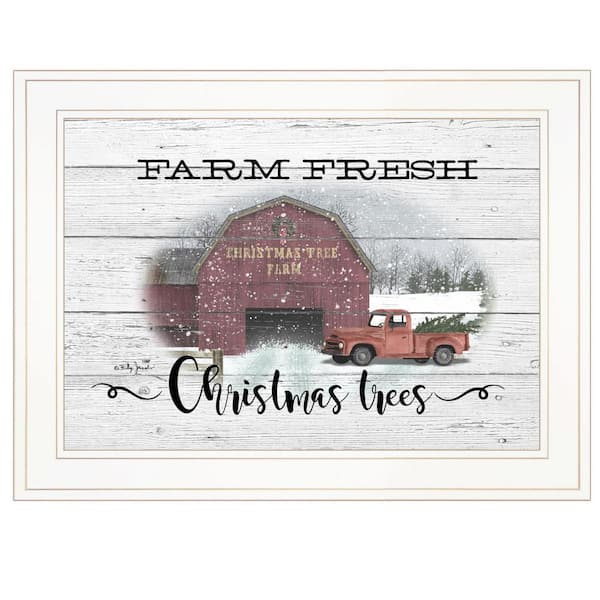 HomeRoots Charlie Farm Fresh Christmas Trees 1-Piece Framed Wall Art 15 in. x 19 in.