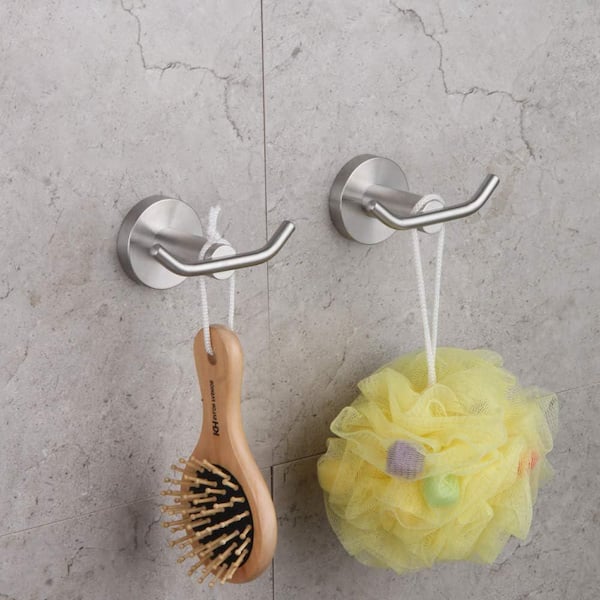 Bath 4 Pack Knob-Hook Double Robe/Towel Hook Double Robe Hook in Brushed Nickel