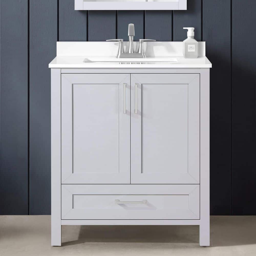 Moorside 30 in. Single Sink Dove Gray Bath Vanity with White Engineered Stone Top (Assembled) price history on PriceWatchPro