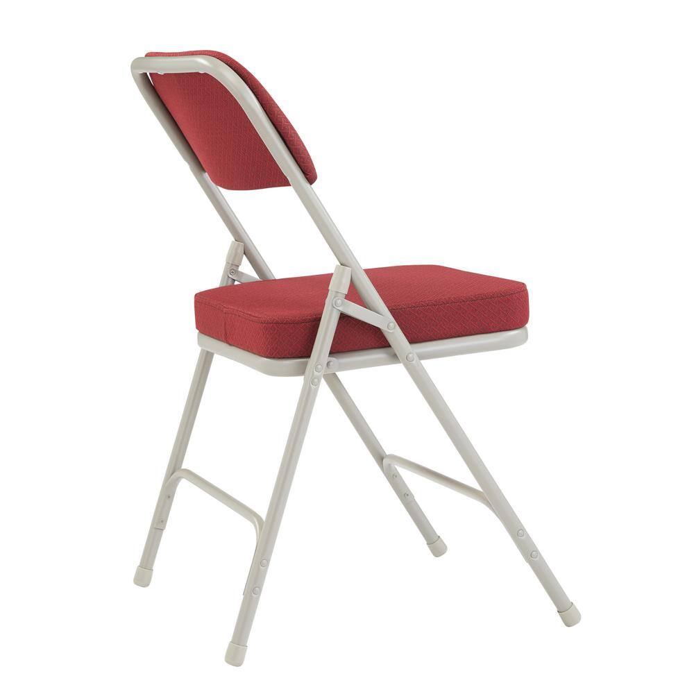 New Burgundy Armless Fabric and Vinyl Reception Chair with Metal Frame