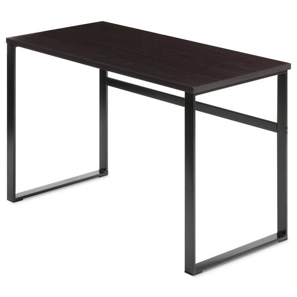 44 in. H White Modern Black MDF and Metal Computer Desk for Home Office ...