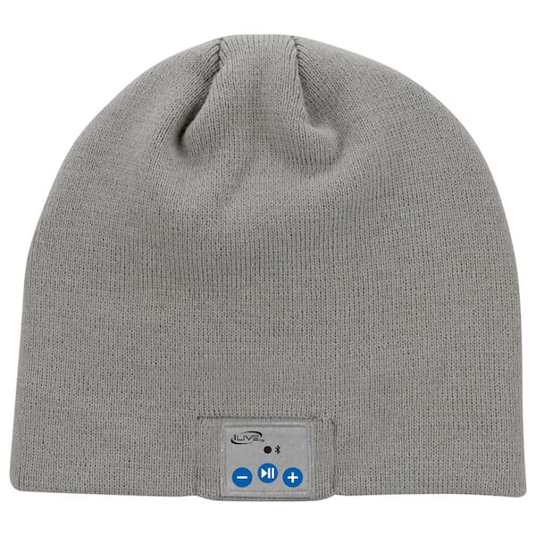 iLive Wireless Bluetooth Knit Beanie Hat with Built-In Headphones Mic, Grey