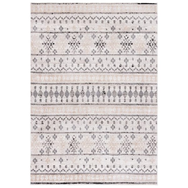 SAFAVIEH Marrakesh 9 ft. x 12 ft. Beige/Gray Striped Geometric Area Rug