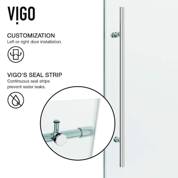 Elan E-Class 56 to 60 in. W x 66 in. H Sliding Frameless Tub Door in Chrome with 3/8 in. (10mm) Clear Glass