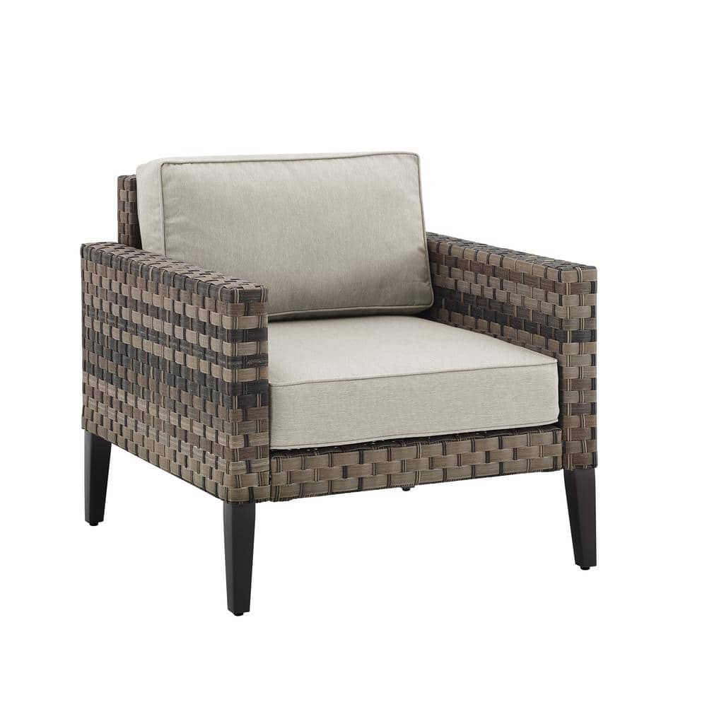 CROSLEY FURNITURE Prescott Brown Wicker Outdoor Lounge Chair with Taupe ...