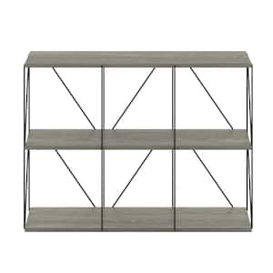 Besi 26.26 in. Tall French Oak Grey Wood 3-Shelf Bookcase with Metal Frame