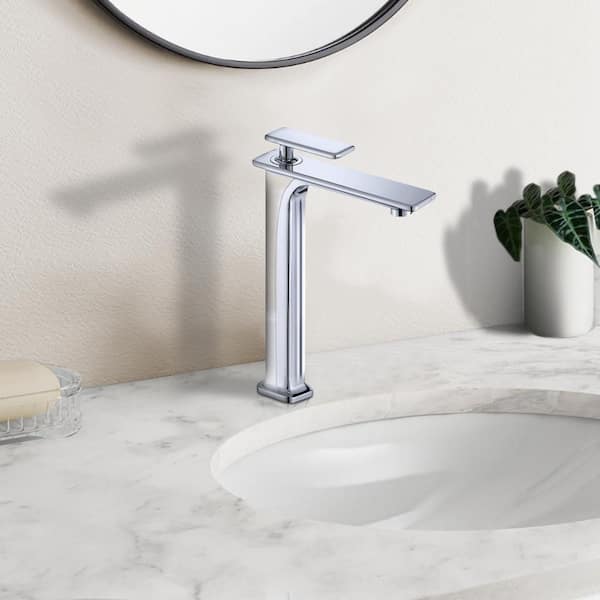 Modern Luxurious Single Handle Single Hole Bathroom Sink Faucet Bathroom Faucet in Polished Chrome