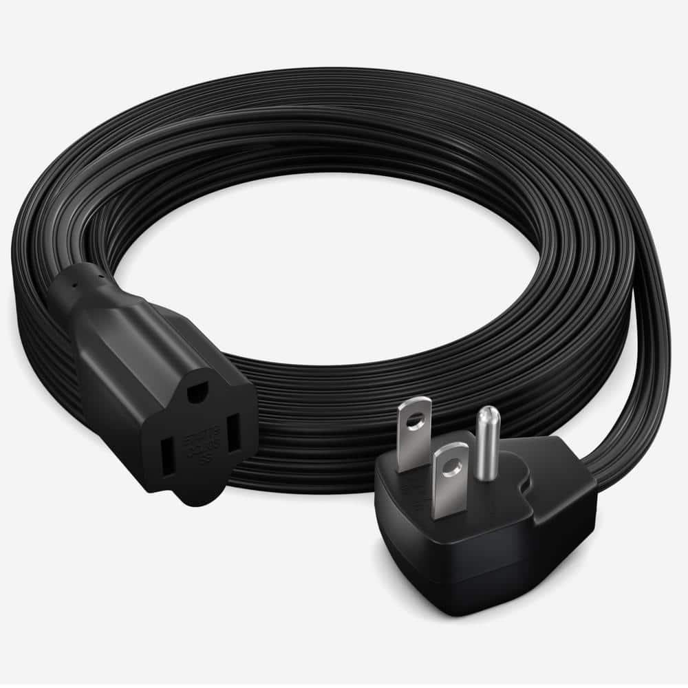 10 ft. 14/3 Medium/Heavy Duty Indoor Extension Cord Flat Plug Flat Wire, 15Amps, Black price history on PriceWatchPro