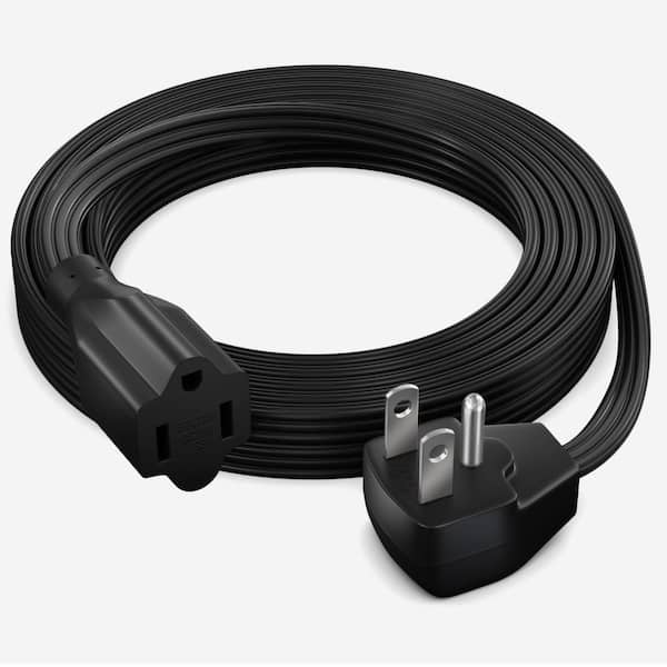 10 ft. 14/3 Medium/Heavy Duty Indoor Extension Cord Flat Plug Flat Wire, 15Amps, Black
