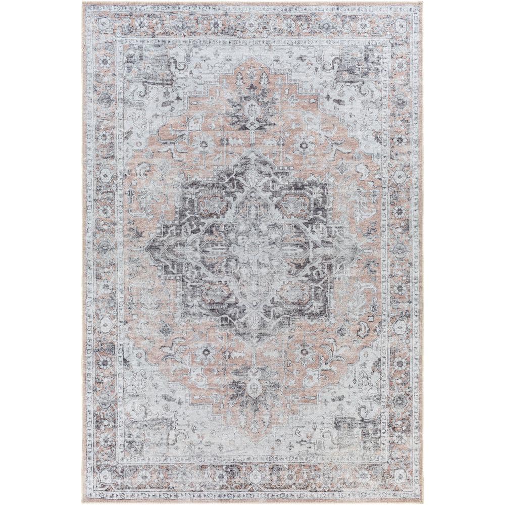Ewing Light Grey 7 ft. x 9 ft. Traditional Indoor Machine-Washable Area Rug price history on PriceWatchPro