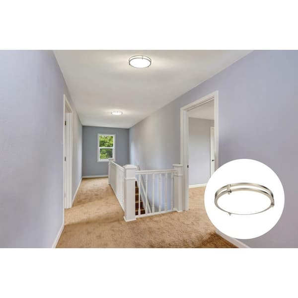 FMSATL 16 in. 1-Light Brushed Nickel LED Flush Mount with Switchable CCT