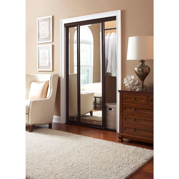 Contractors Wardrobe 72 In X 96 In Majestic Dark Cherry Frame Mirror Hardwood Interior Sliding Door Maj 7296dc2x The Home Depot