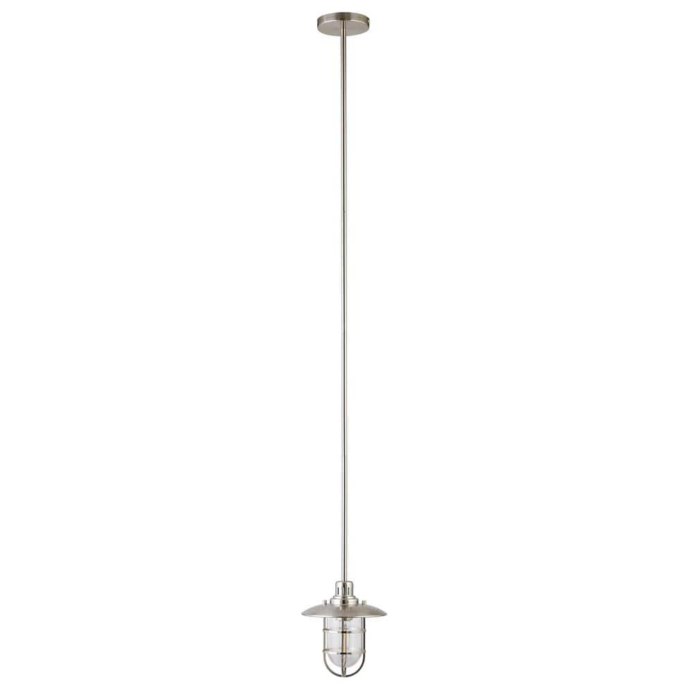 Coastal Brushed Nickel Globe Pendant Light with Glass Shade