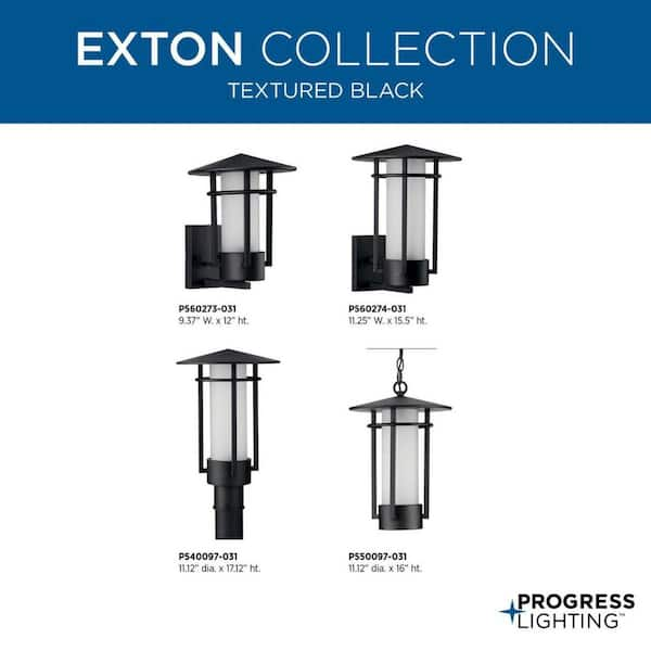 Progress Lighting Exton 1-Light Textured Black Modern Outdoor Post Lantern  Light P540097-031 - The Home Depot