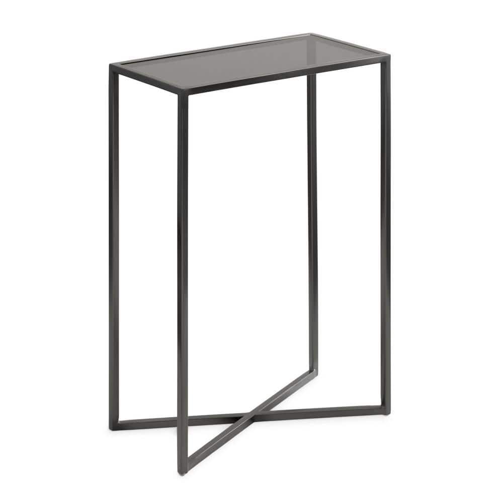 Jaspur Pewter Metal and Glass Rectangular Side Table