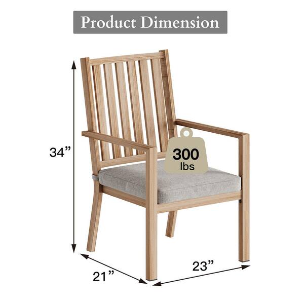 SUNVIVI Wood Color Aluminum Outdoor Patio Dining Chair with Gray