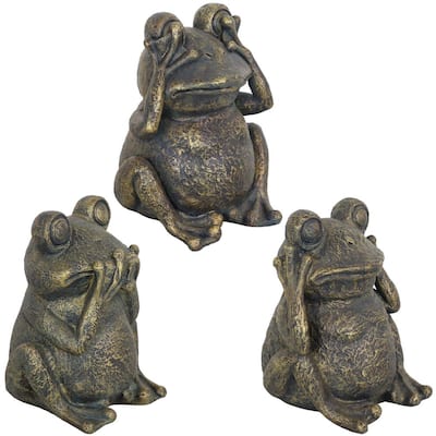 Hear No Evil, See No Evil, Speak No Evil Frog Trio Garden Statue