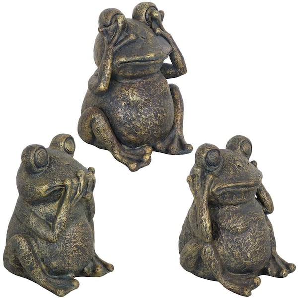 Sunnydaze Hear No Evil, See No Evil, Speak No Evil Frog Trio Garden Statue