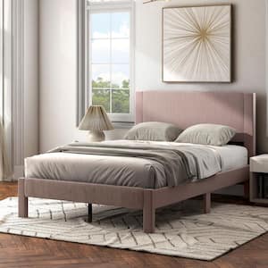 Roco Pink Wood Upholstered Velvet Frame Full Platform Bed With Sal Kit