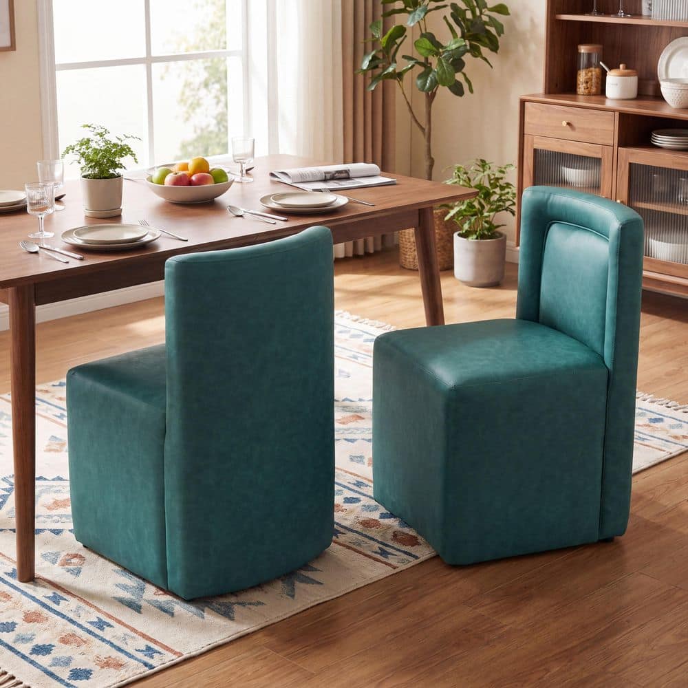 CHRISTOPHER KNIGHT HOME Galver Green Faux Leather Upholstered Armless Dining Chairs, (Set of 2)