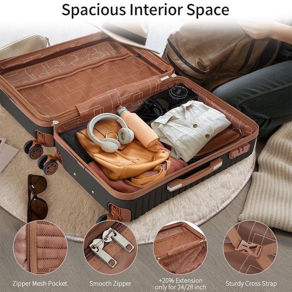 Merax Lightweight 4-Piece Coffee Expandable ABS Hardshell Spinner