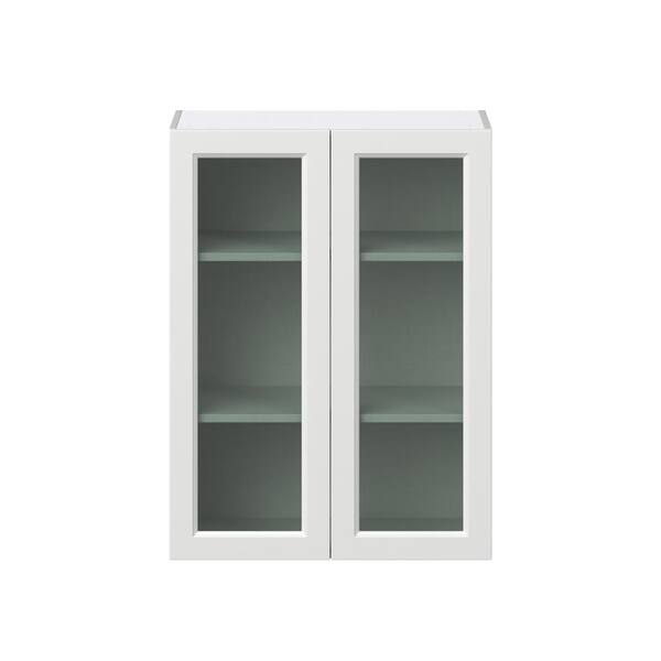 J COLLECTION Alton Painted White Recessed Assembled Wall Kitchen Cabinet with Glass Door (30 in. W x 40 in. H x 14 in. D)
