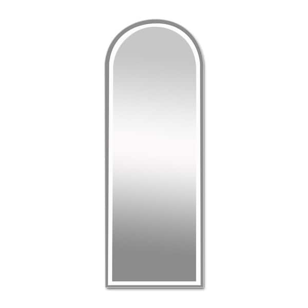 20 in. W x 63 in. H Arched Framed Wall Bathroom Vanity Mirror in Black with Stand, LED Lights