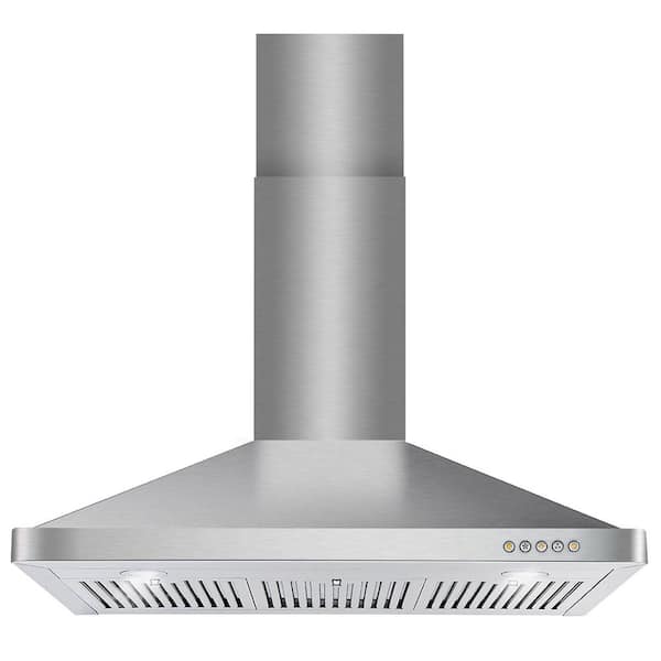 Cosmo 36 in. Vista Collection 380 CFM Ducted Wall Mount Range Hood, Button Controls, LED Lights, Stainless Steel