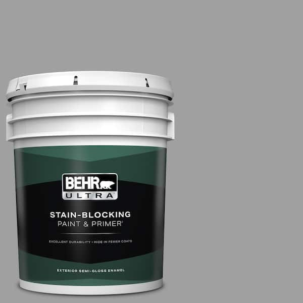 BEHR ULTRA 5 gal. #T11-1 Grayve Yard Semi-Gloss Enamel Exterior Paint & Primer