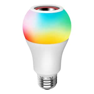 60-Watt Equivalent A19 CEC Bluetooth Speaker Colored Plus Bright White E26 LED Light Bulb with Remote Control (1-Pack)