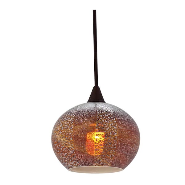 Access Lighting 1-Light Pendant Brushed Steel Finish Silver Amber Opaline Glass-DISCONTINUED