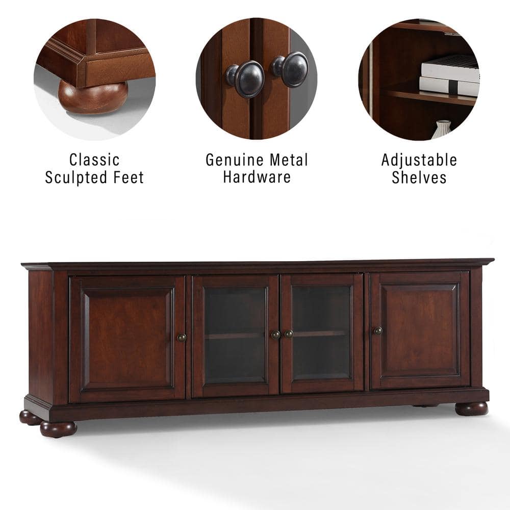 Vintage Mahogany 60" Low Profile TV Stand with Cabinet