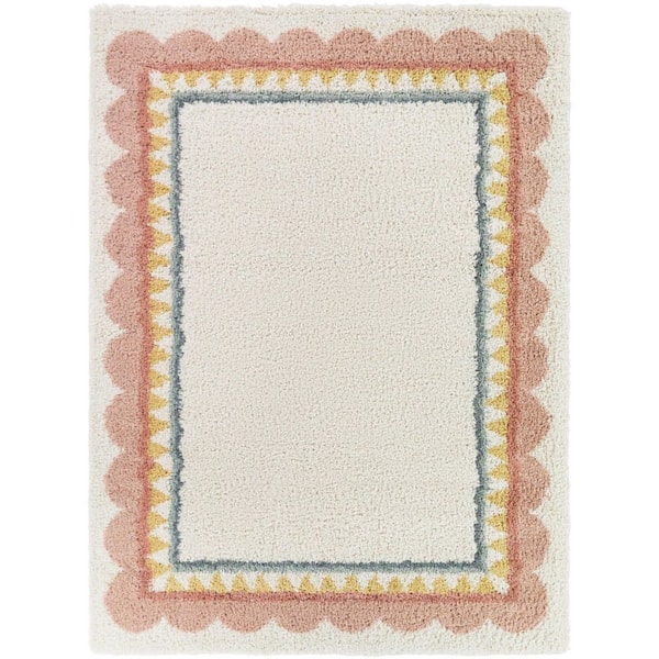 Ginette Pink 8 ft. x 10 ft. Scallop Border Area Rug