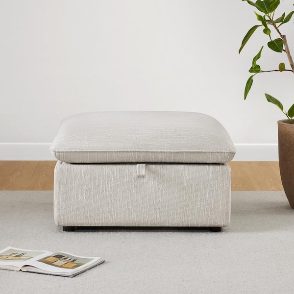 SPRUCE & SPRING Nereidix 34 in. Fabric Storage Ottoman Sectional Sofa in Light Grey for Living Room