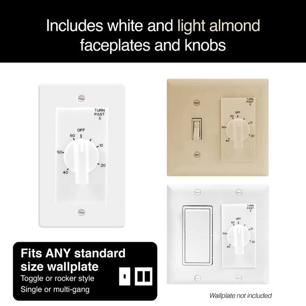 60-Minute Decora Style Timer Mechanical Wall Switch White 