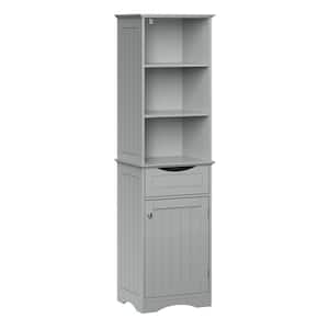 Ashland 16-1/2 in. W x 60 in. H Bathroom Linen Storage Tower Cabinet in Gray