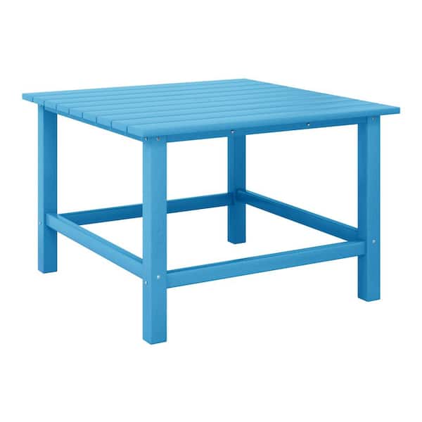 Children's Pacific Blue Laguna Outdoor Patio All Weather Fade Resistant Kids Plastic 31 in. Square Picnic Dining Table